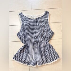 Christian Lacroix Blue and White Gingham Blouse